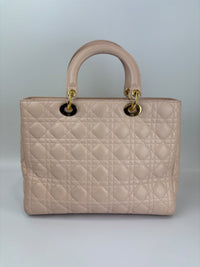 Large Lady Dior Light Pink Quilted Cannage Lambskin