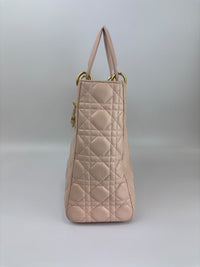 Large Lady Dior Light Pink Quilted Cannage Lambskin