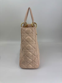 Large Lady Dior Light Pink Quilted Cannage Lambskin