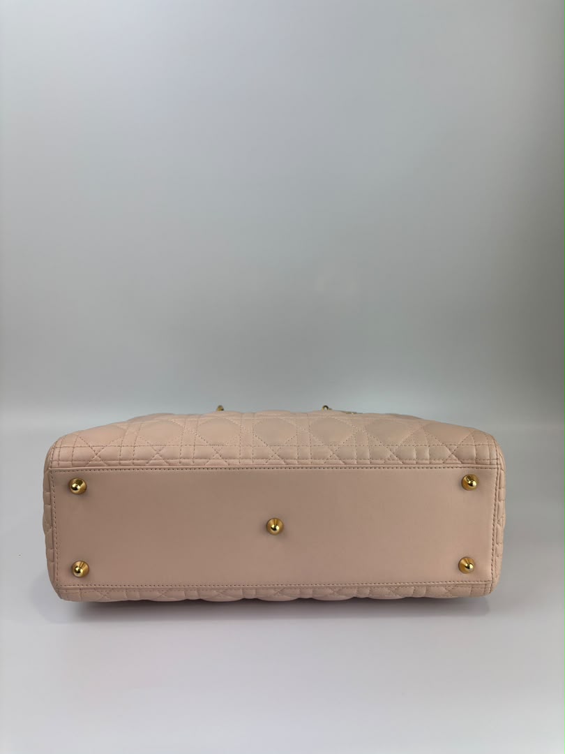 Large Lady Dior Light Pink Quilted Cannage Lambskin