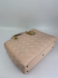 Large Lady Dior Light Pink Quilted Cannage Lambskin