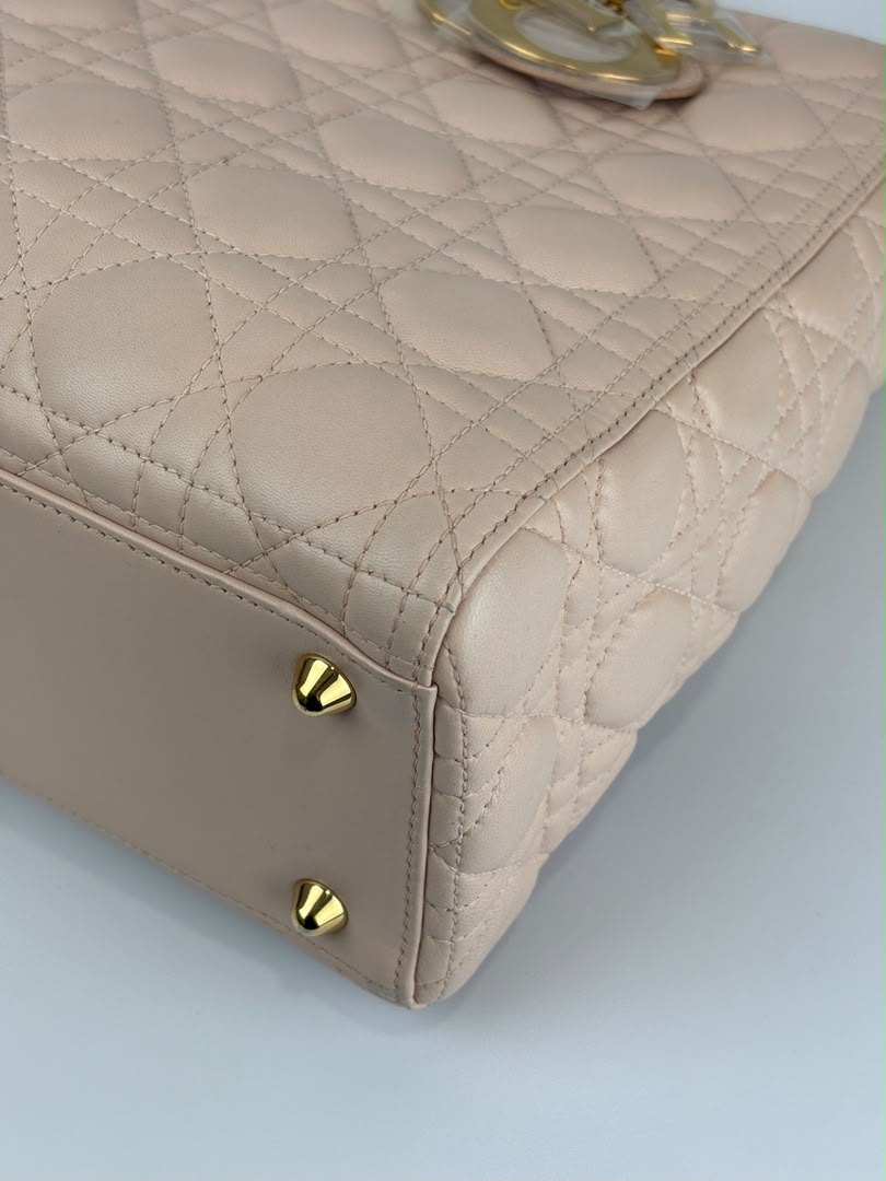 Large Lady Dior Light Pink Quilted Cannage Lambskin