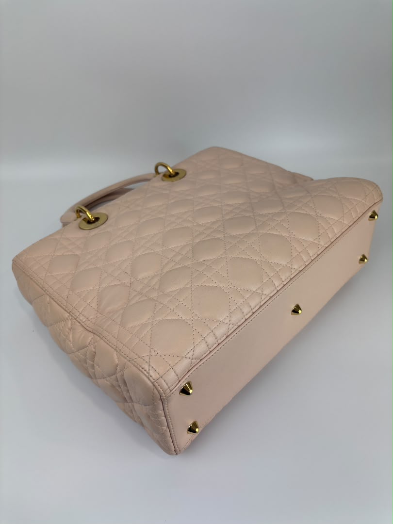 Large Lady Dior Light Pink Quilted Cannage Lambskin