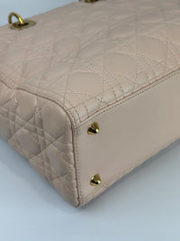 Large Lady Dior Light Pink Quilted Cannage Lambskin