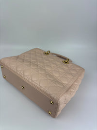 Large Lady Dior Light Pink Quilted Cannage Lambskin