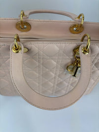 Large Lady Dior Light Pink Quilted Cannage Lambskin