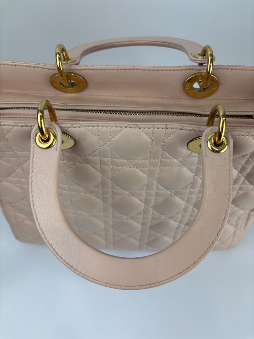 Large Lady Dior Light Pink Quilted Cannage Lambskin