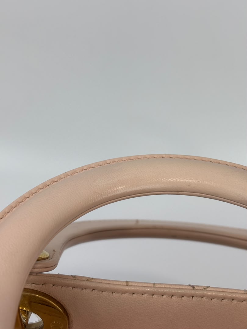 Large Lady Dior Light Pink Quilted Cannage Lambskin