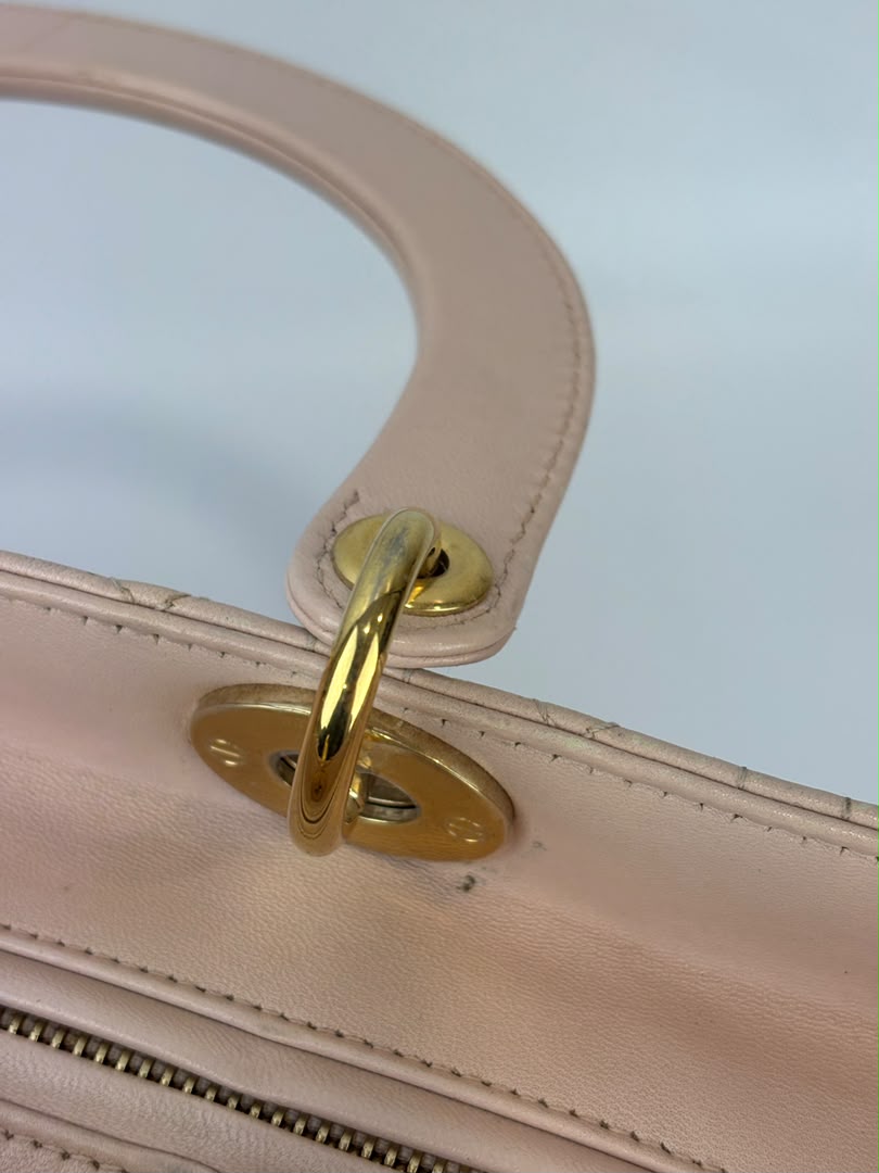 Large Lady Dior Light Pink Quilted Cannage Lambskin
