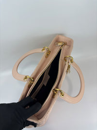 Large Lady Dior Light Pink Quilted Cannage Lambskin