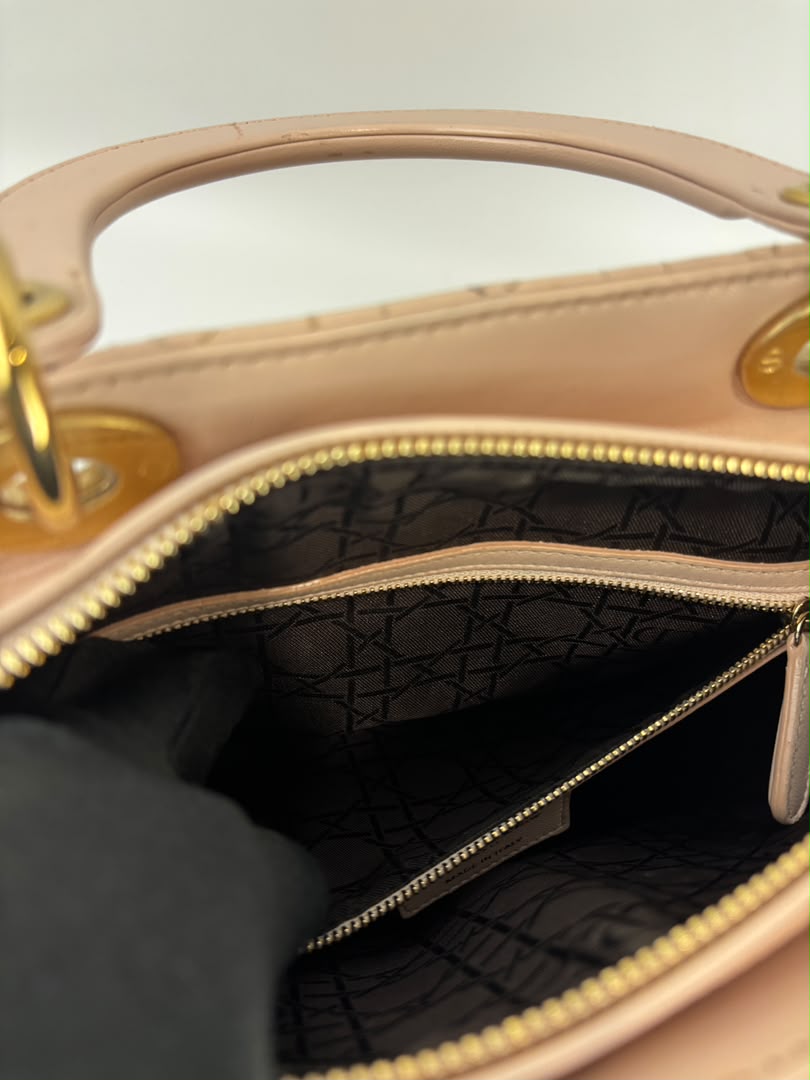 Large Lady Dior Light Pink Quilted Cannage Lambskin