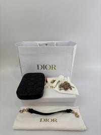 Lady Dior Call'in Dior Phone Holder in Black Cannage Lambskin