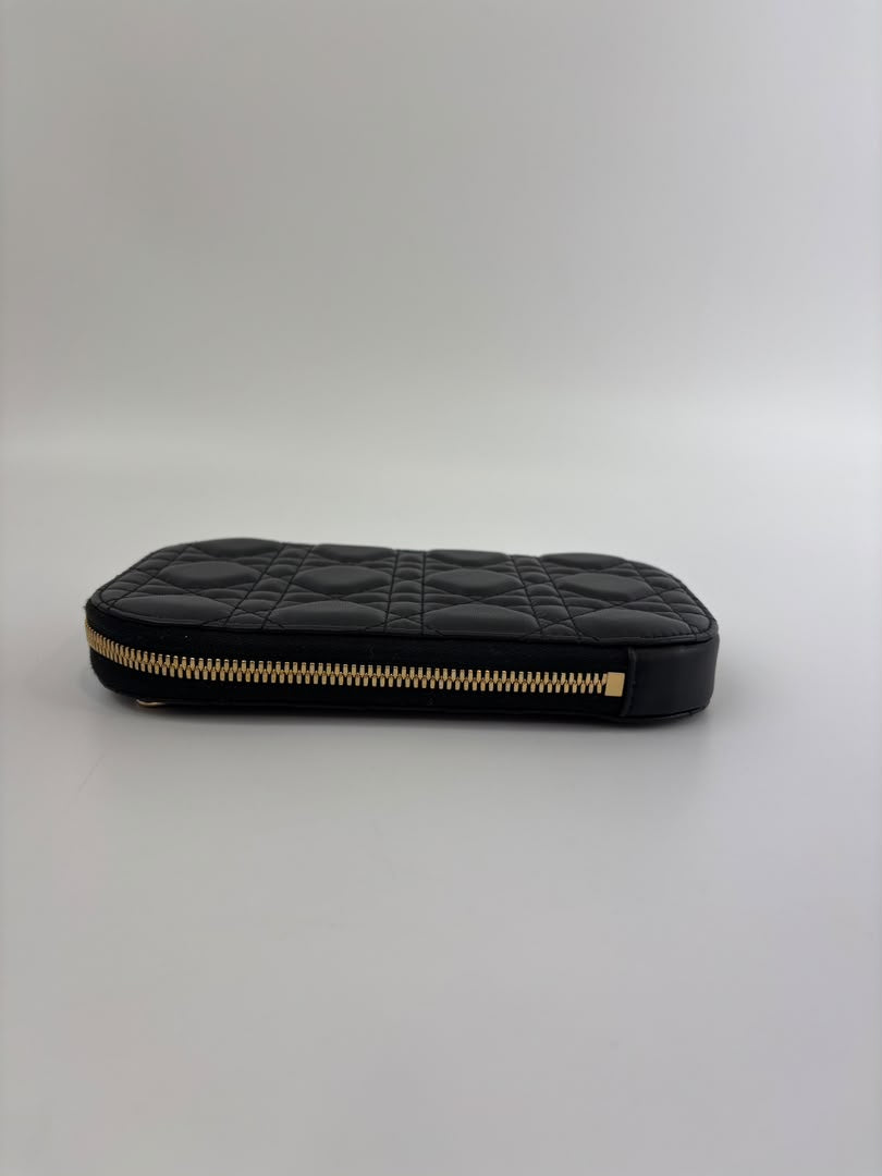 Lady Dior Call'in Dior Phone Holder in Black Cannage Lambskin