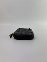 Lady Dior Call'in Dior Phone Holder in Black Cannage Lambskin