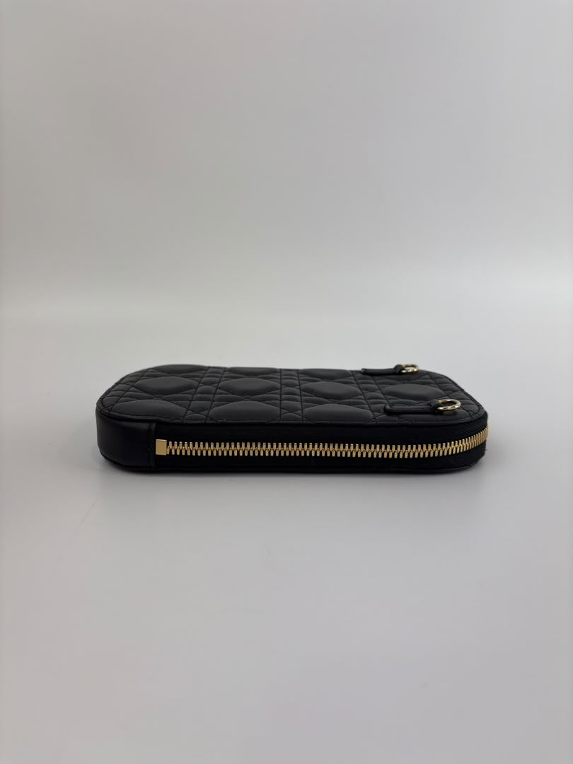 Lady Dior Call'in Dior Phone Holder in Black Cannage Lambskin