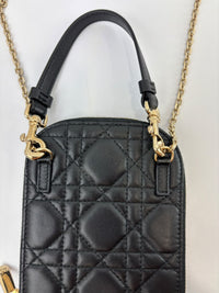 Lady Dior Call'in Dior Phone Holder in Black Cannage Lambskin