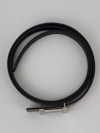 13MM Focus Palladium Belt Buckle & Reversible Leather Strap Swift Epsom Noir Etoupe Size 80