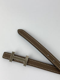 13MM Focus Palladium Belt Buckle & Reversible Leather Strap Swift Epsom Noir Etoupe Size 80
