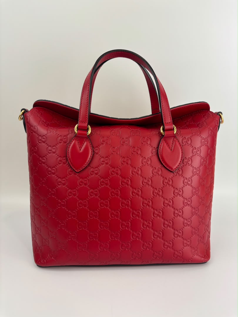 428226 Guccissima Top Handle Bag in Red Leather
