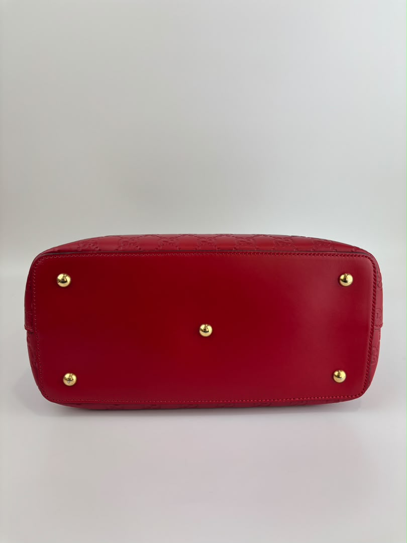 428226 Guccissima Top Handle Bag in Red Leather