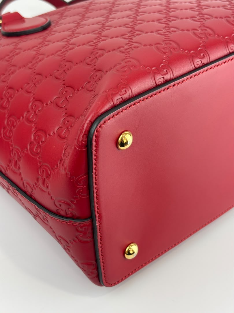 428226 Guccissima Top Handle Bag in Red Leather