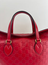 428226 Guccissima Top Handle Bag in Red Leather