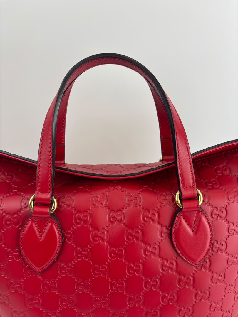 428226 Guccissima Top Handle Bag in Red Leather