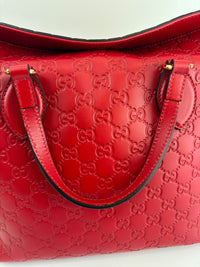 428226 Guccissima Top Handle Bag in Red Leather