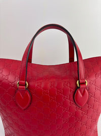 428226 Guccissima Top Handle Bag in Red Leather