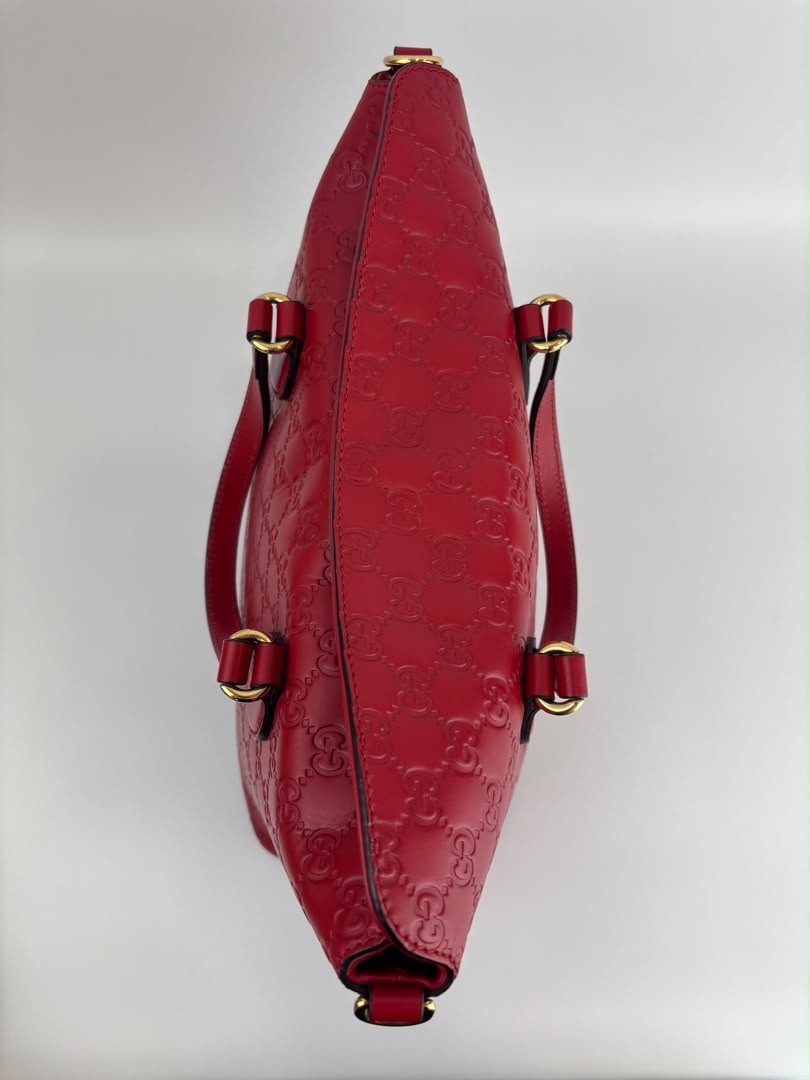 428226 Guccissima Top Handle Bag in Red Leather