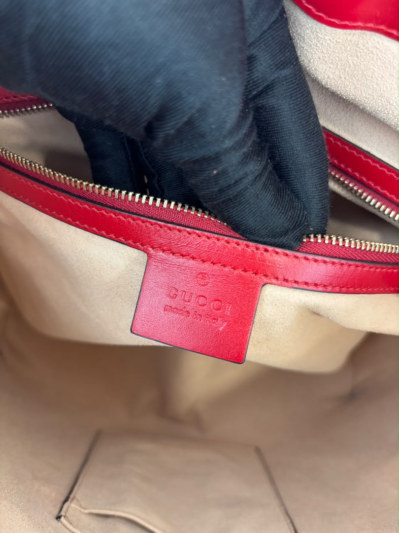 428226 Guccissima Top Handle Bag in Red Leather