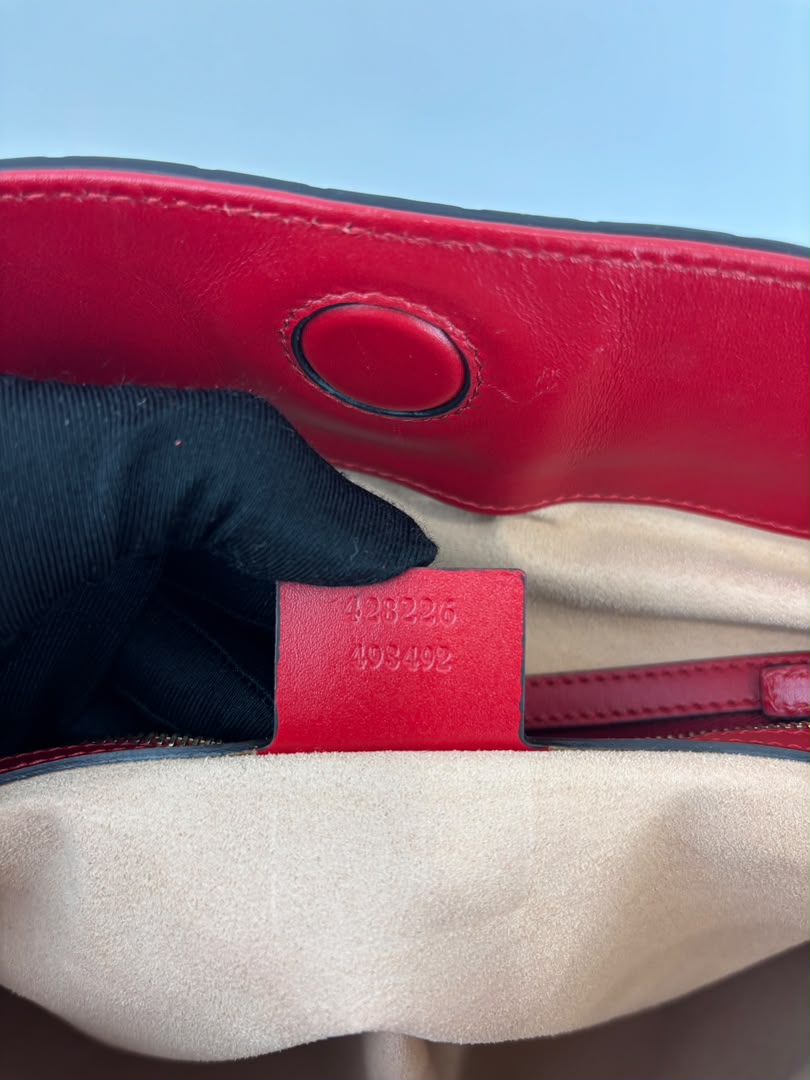 428226 Guccissima Top Handle Bag in Red Leather
