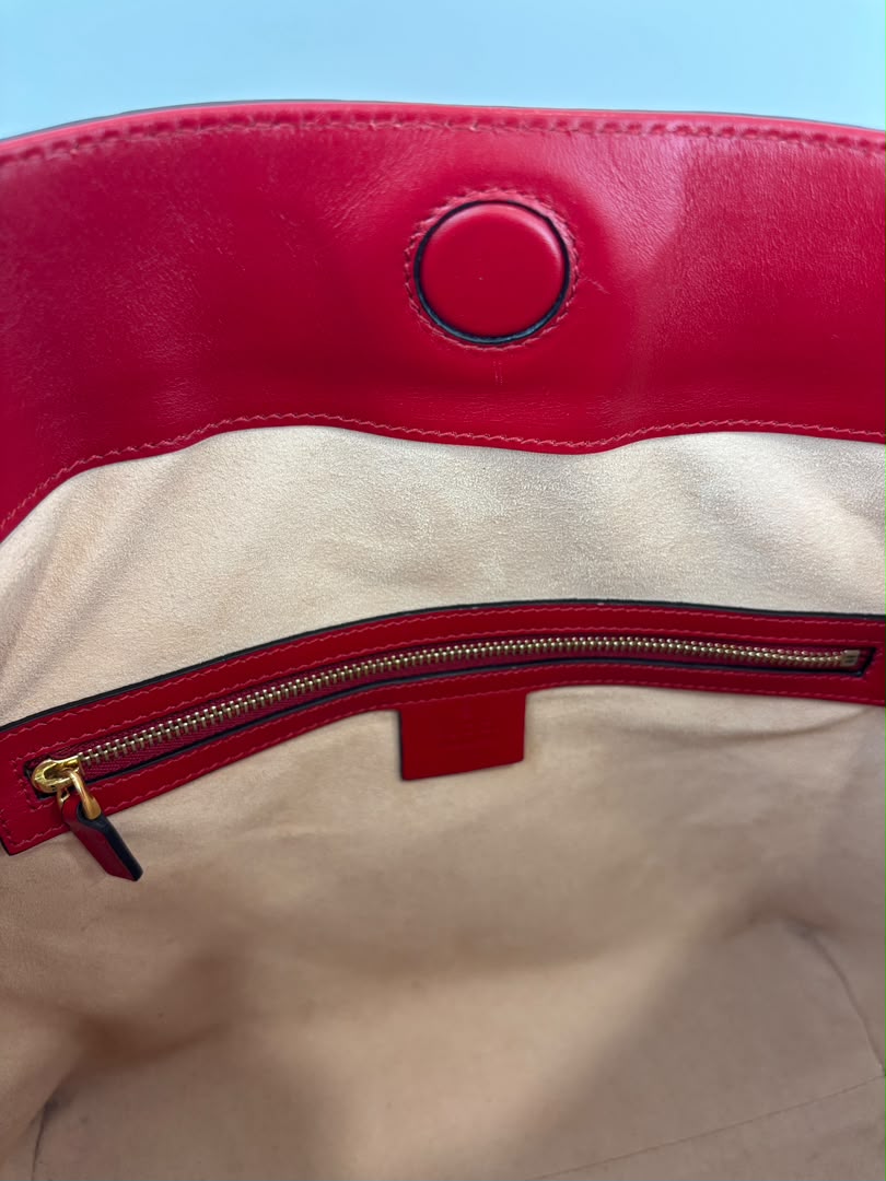 428226 Guccissima Top Handle Bag in Red Leather