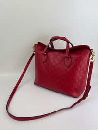 428226 Guccissima Top Handle Bag in Red Leather