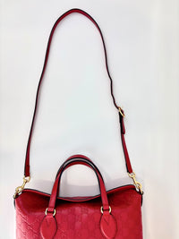 428226 Guccissima Top Handle Bag in Red Leather