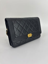 Boy Wallet on Chain Black Lambskin GHW