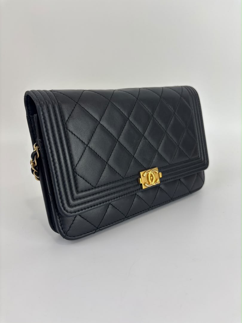 Boy Wallet on Chain Black Lambskin GHW