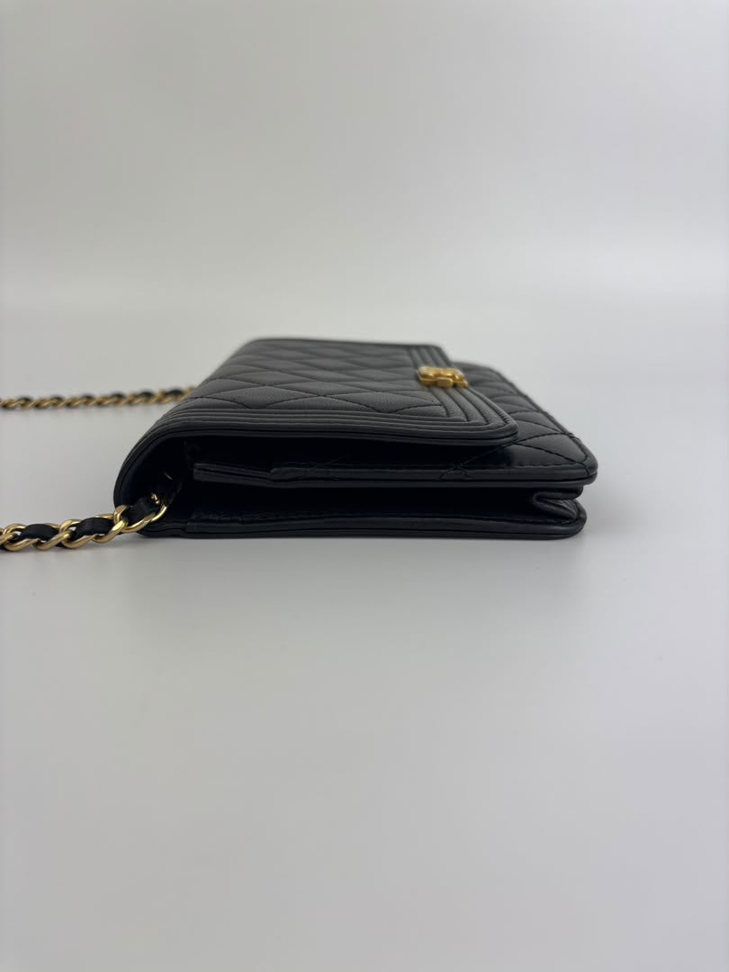 Boy Wallet on Chain Black Lambskin GHW