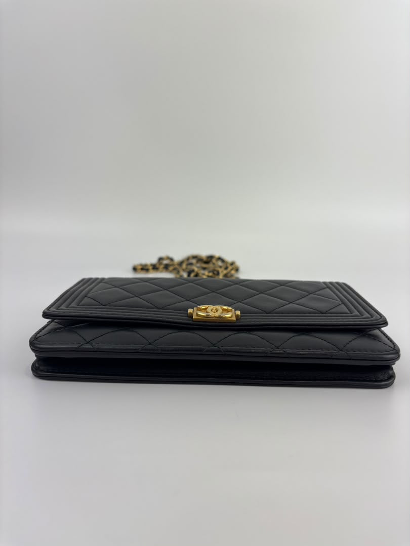 Boy Wallet on Chain Black Lambskin GHW