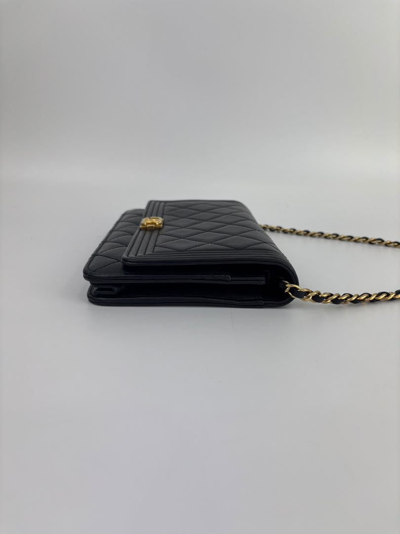Boy Wallet on Chain Black Lambskin GHW