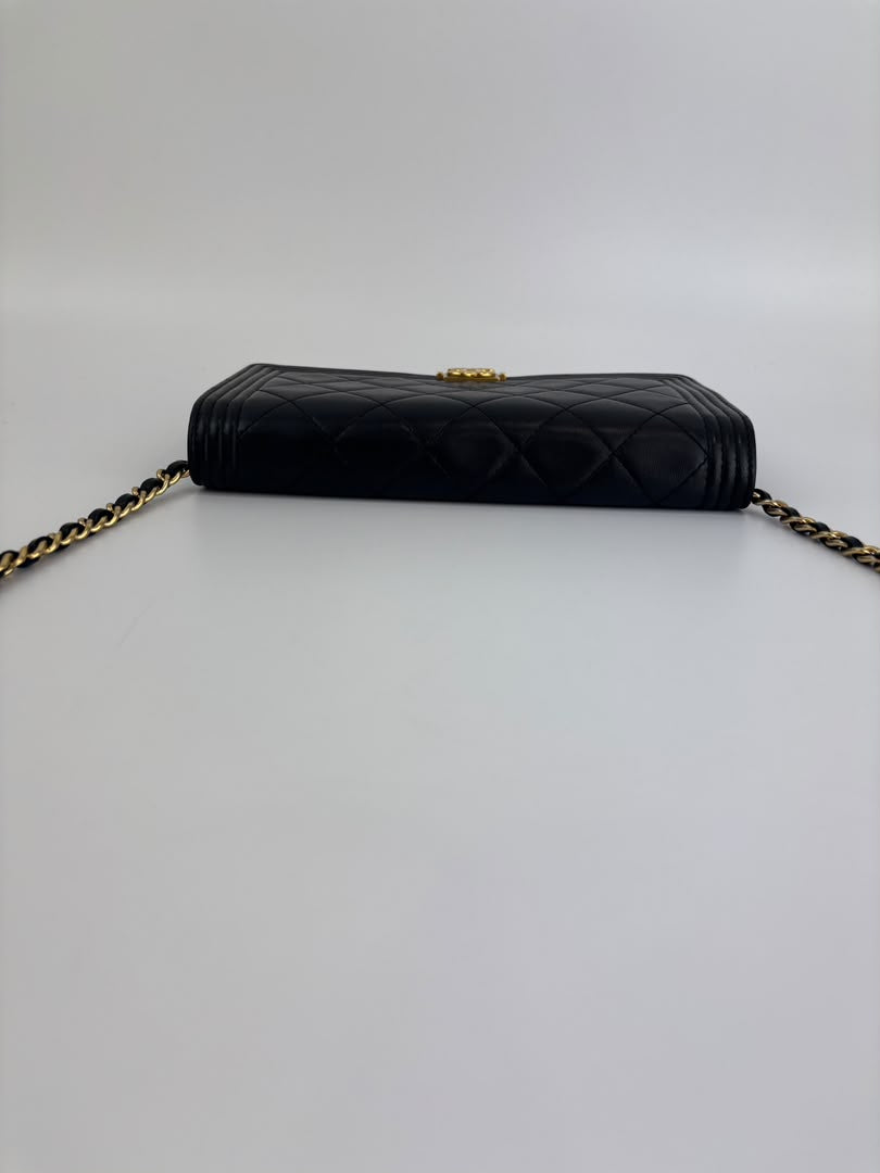 Boy Wallet on Chain Black Lambskin GHW