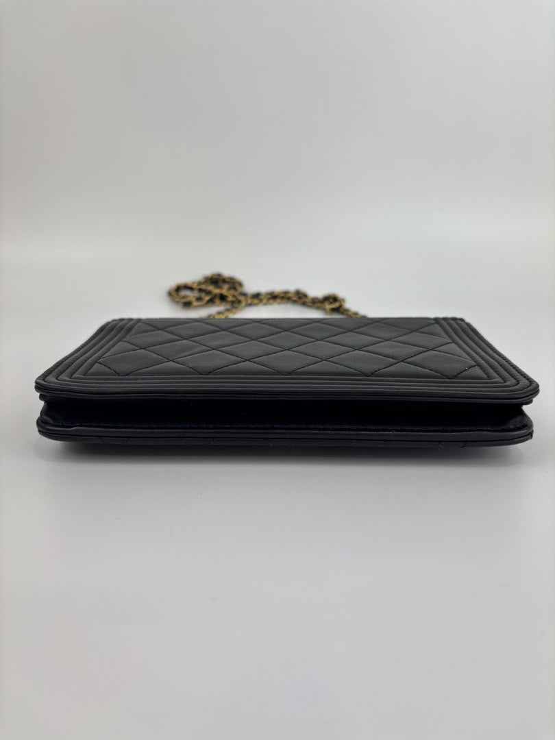 Boy Wallet on Chain Black Lambskin GHW