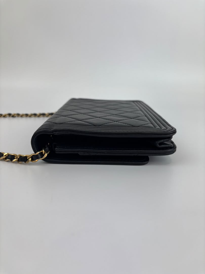 Boy Wallet on Chain Black Lambskin GHW
