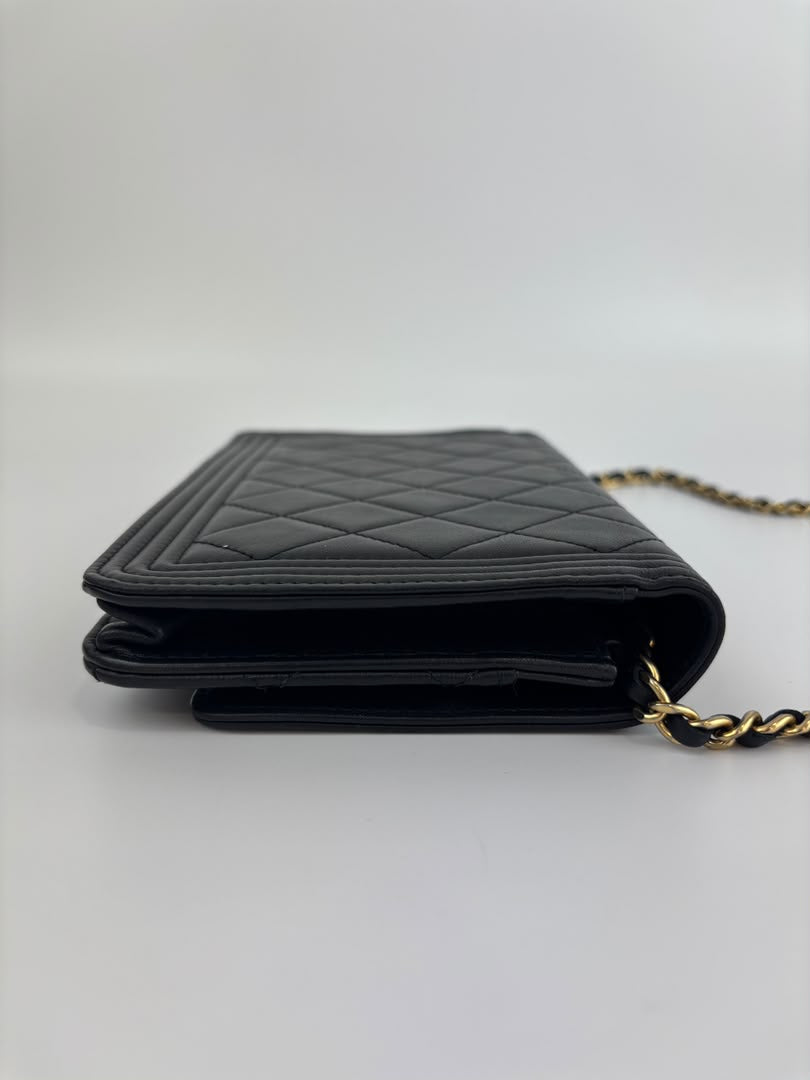 Boy Wallet on Chain Black Lambskin GHW