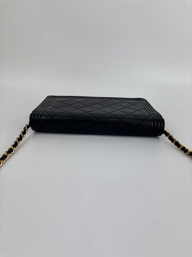 Boy Wallet on Chain Black Lambskin GHW