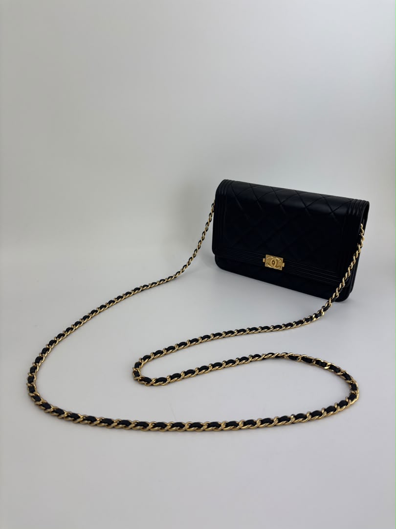 Boy Wallet on Chain Black Lambskin GHW