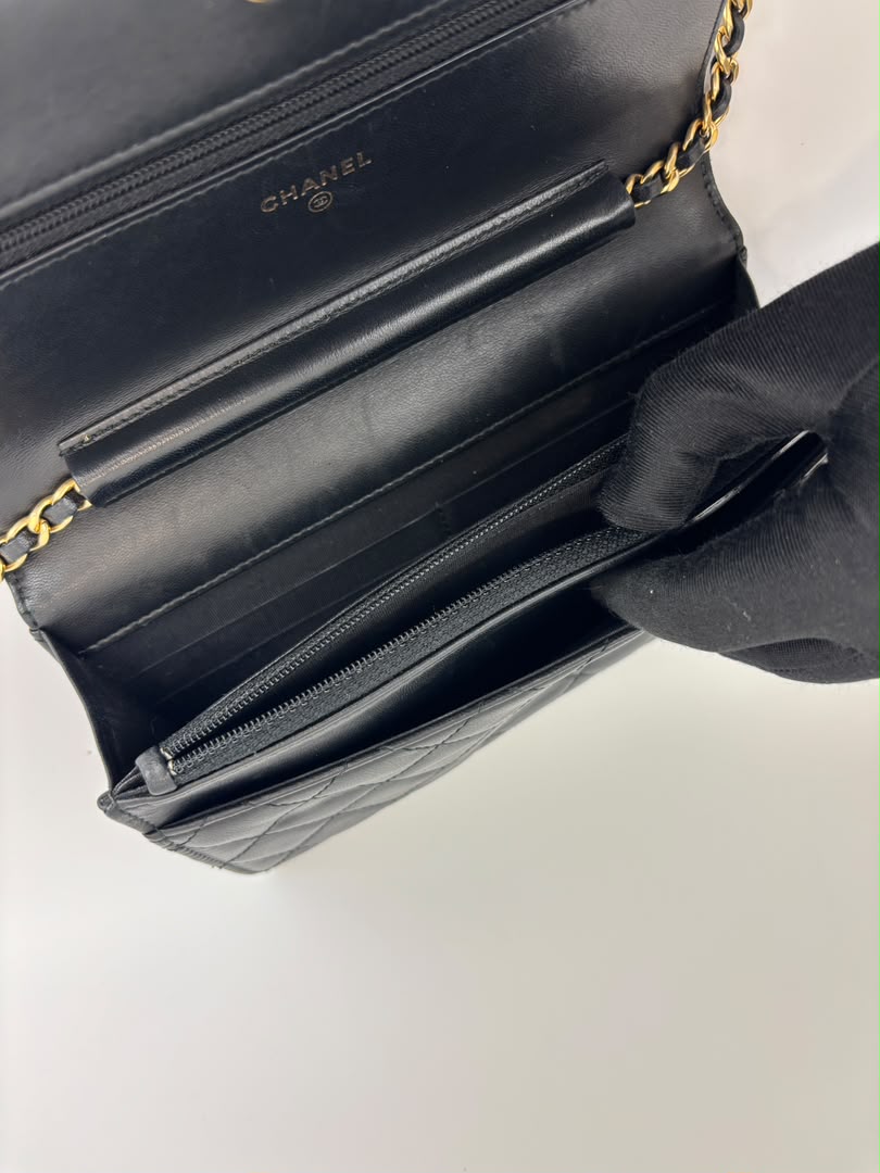 Boy Wallet on Chain Black Lambskin GHW