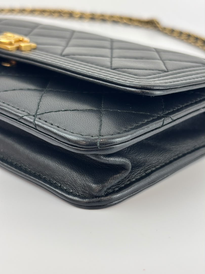 Boy Wallet on Chain Black Lambskin GHW