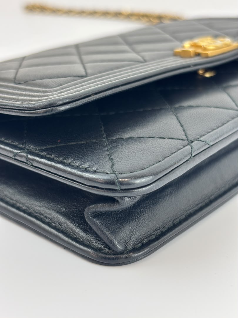 Boy Wallet on Chain Black Lambskin GHW