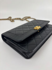 Boy Wallet on Chain Black Lambskin GHW
